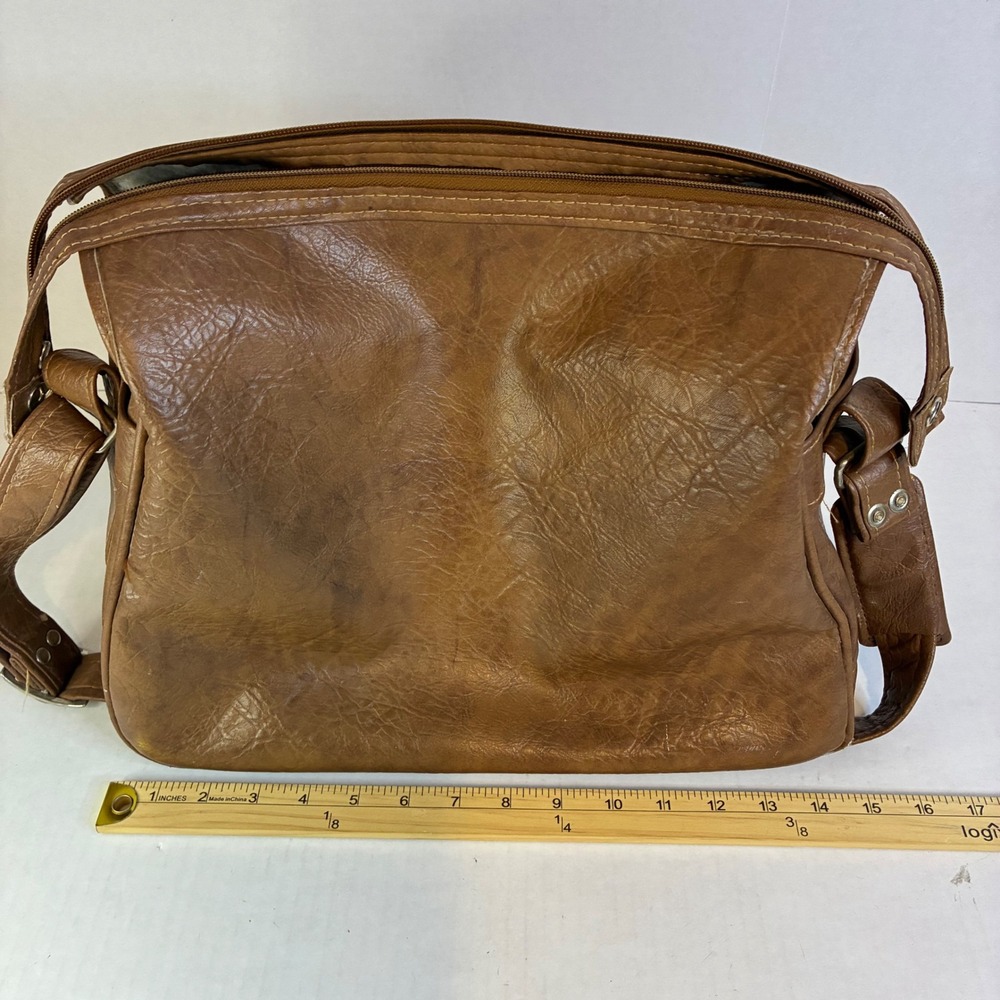 Samsonite Silhouette II Vintage Brown Faux Leather Messenger Bag Carry On Mens - Picture 6 of 16